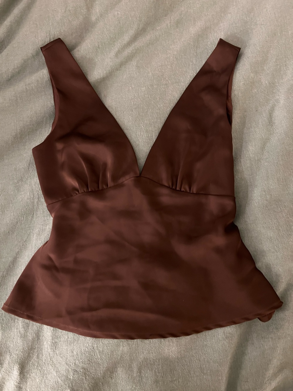 Hello Molly Brown Satin Tie Plunge Top, XS